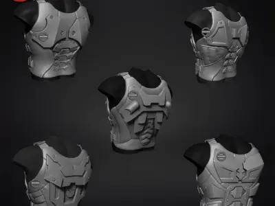 Sci fi  Armour torso Kitbash v2 pack of 5 zbrush highpoly