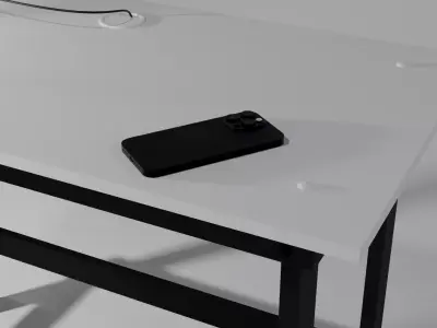 Working Desk with mounted Mic a Lamp and Iphone 16 Max Pro 3D model