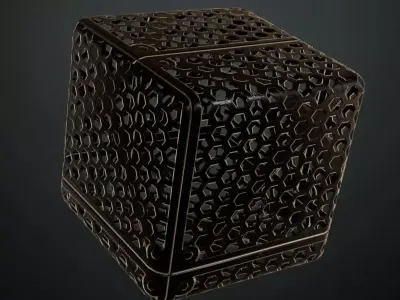 Dark Perforated Hexagonal Metal Panel PBR SEAMLESS Texture