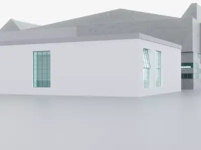 warehouses  connected  modern and old space Low-poly 3D model