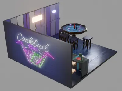 Bar Nightclub Gin place Low-poly 3D model