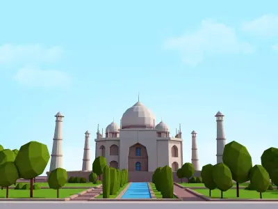 Cartoon Low Poly Taj Mahal Landmark Low-poly 3D model