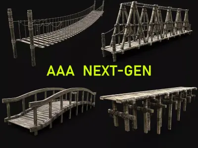 WOODEN BRIDGE MEDIEVAL PLATFORM CONSTRUCTION PACK COLLECTION