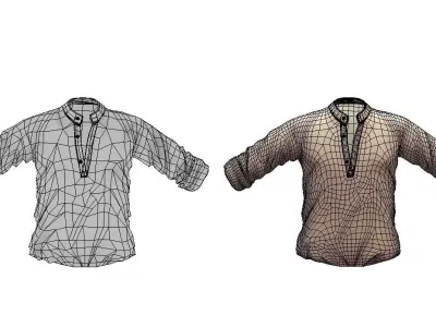 Cartoon High Poly Subdivision Beige Shirt 3D Model Low-poly 3D model