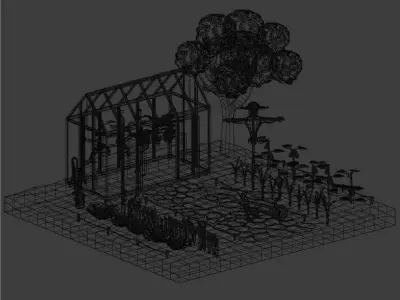 Vegetable garden Low-poly 3D model