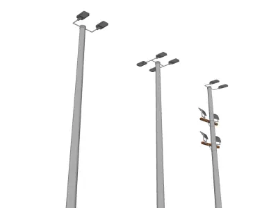 Concrete Lamp Post - Light Pole - Street Light - Group 02 3D model