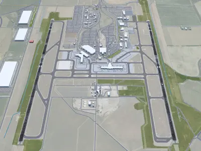 Sacramento International Airport 10km Low-poly 3D model