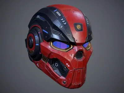 Sci-Fi Helmet p01 Low-poly 3D model