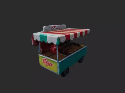 Food Stall low poly 3D model