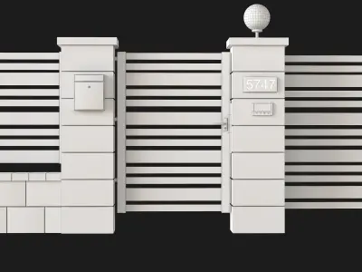 Fence with gate and intercom 3D model