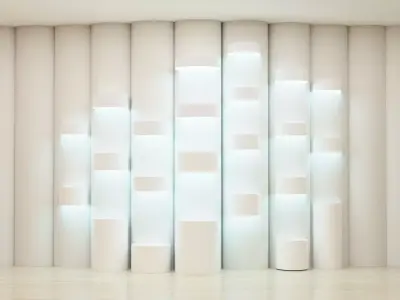 Modern Architectural Hall Setup with Decorative Feature Walls Low-poly 3D model