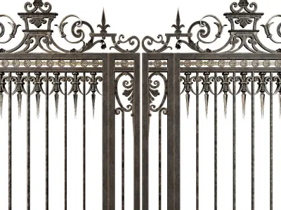 Wrought Iron Gate 3D model set 02 3D model