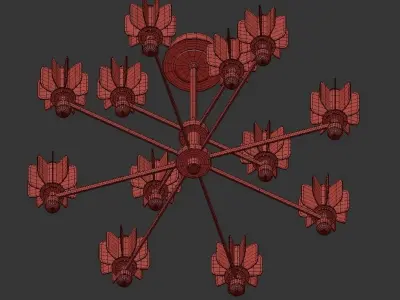 CARINA modern chandelier with brass and glass shades 3D model