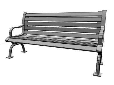 Iron Park Bench Low-poly 3D model