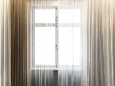 Curtain Set 2 room with curtains and window 3D model