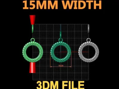 Cuban Link Round Hollow Halo Frame Pendant 15MM Diameter 3D print model