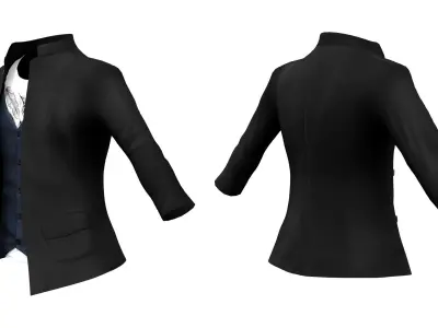 Mens Slim Fit Standing Collar Jacket With Top Low-poly 3D model