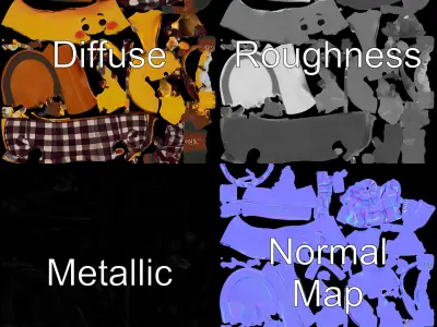 Cheerful Banana Character Model Rigged and Animated Low-poly 3D model