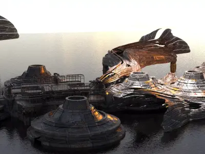 Ocean alien base rig 4  3D model