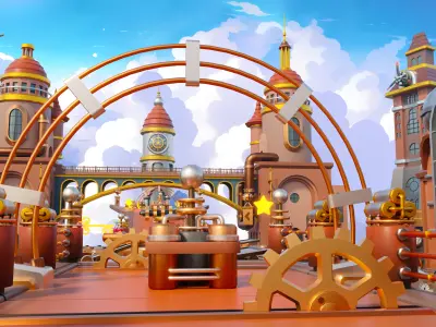 Platformer 13 Steampunk Low-poly 3D model