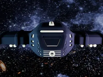 Starship G1 Sci-Fi Spaceship with Interior Command Room Low-poly 3D model