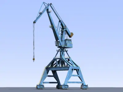 Crane Blue for shipyard cargo terminal or port 3D model