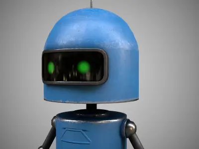 A low-poly 3D modelof a  blue Robot Low-poly 3D model