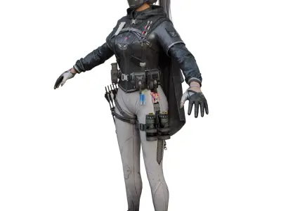 Female Warrior Low-poly 3D model get