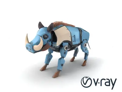 Digital Archive Cyboar Robotic Creature model pack Low-poly 3D model
