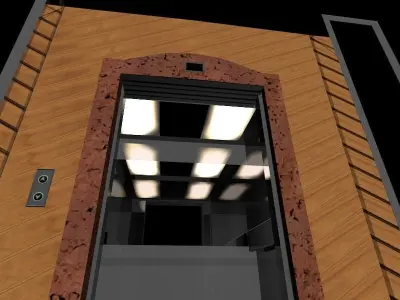 Elevator with glass door 3D model