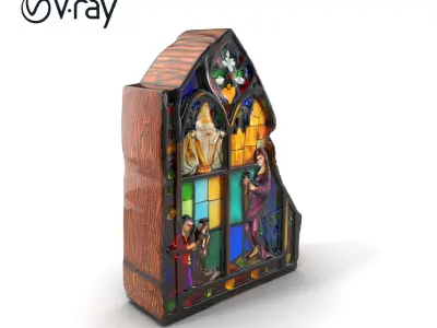 Medieval Stained Glass Fragment Model Pack Low-poly 3D model