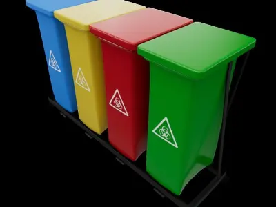 Medical Dustbin  Low-poly 3D model