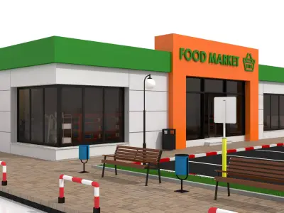 Supermarket Retail Store Low-poly 3D model