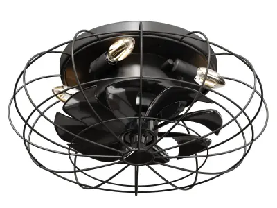 Vintage Iron Remote Control Ceiling Fan light 3D model