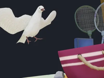 3D Summer beach  Low-poly 3D model