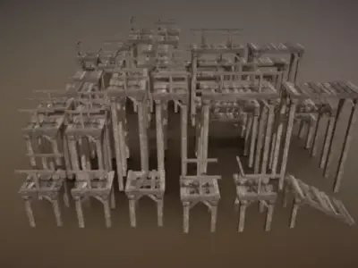 Wooden Bridge Pack 3D model