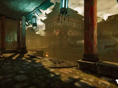 Asian Canal Environment Low-poly 3D model