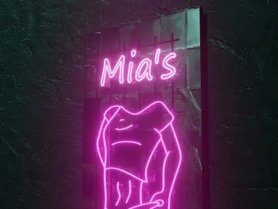 Woman Neon Sign Low-poly 3D model