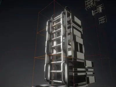 Futuristic Ladder Collection White Plastic Version  Low-poly 3D model