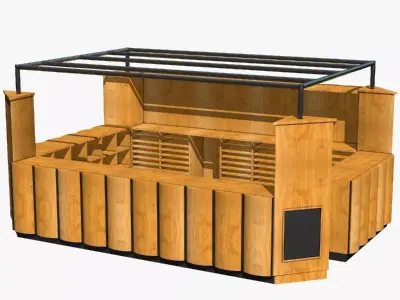 Wooden Kiosk 3D model