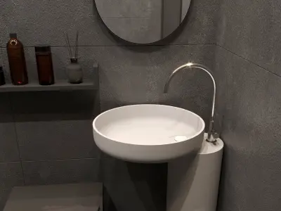 Bathroom modern with walls and lighting 3D model