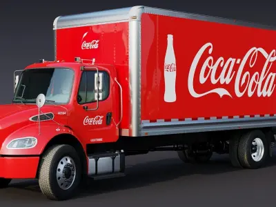2020 Freightliner M2 106 Box truck Coca Cola Low-poly 3D model