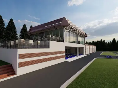 Go-Kart restaurant with outdoor seating 3D model