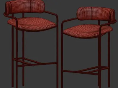 Lenox Velvet Bar and Counter Stools West Elm 3D model