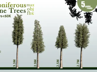 30 Coniferous Pine Trees VOL 01 Low-poly 3D model