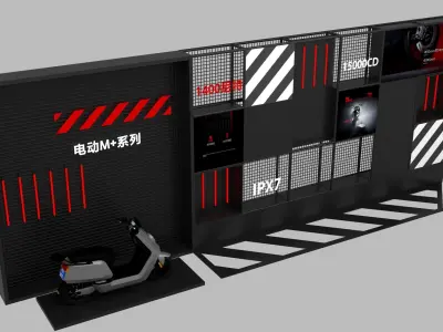 Industrial-style display racks and display props 3D model