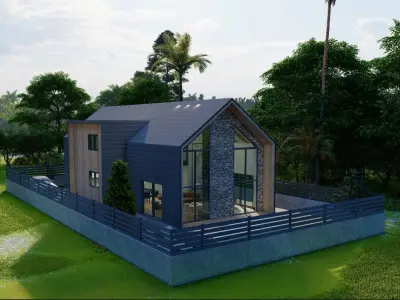 Modern A-Frame House Bungalow Exterior 3D model