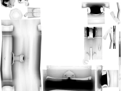 Fountain and bench Low-poly 3D model