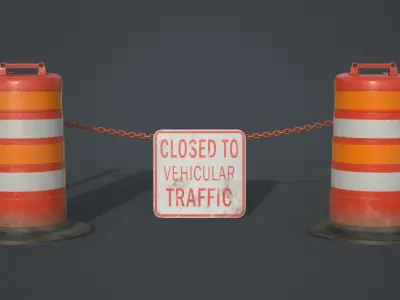 Road Barrier Old Low-poly 3D model