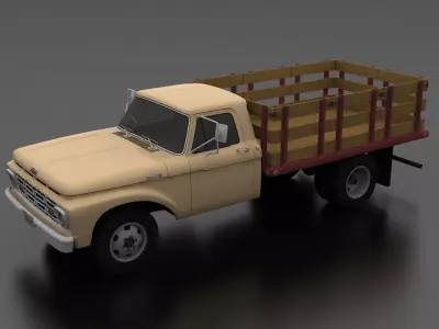 F-Series F-350 Flatbed Truck 1964 Low-poly 3D model